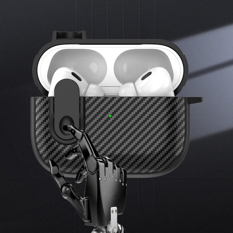 For AirPods Pro Carbon Fiber Texture Wireless Earphones Case with Security Lock(Blue) - For AirPods Pro by PMC Jewellery | Online Shopping South Africa | PMC Jewellery | Buy Now Pay Later Mobicred