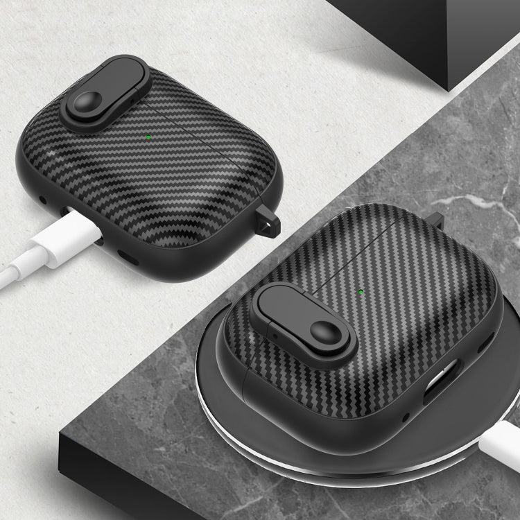 For AirPods Pro Carbon Fiber Texture Wireless Earphones Case with Security Lock(Dark Green) - For AirPods Pro by PMC Jewellery | Online Shopping South Africa | PMC Jewellery | Buy Now Pay Later Mobicred