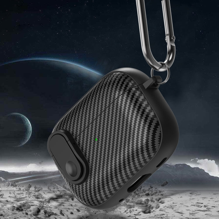 For AirPods 2 / 1 Carbon Fiber Texture Wireless Earphones Case with Security Lock(Black) - For AirPods 1/2 by PMC Jewellery | Online Shopping South Africa | PMC Jewellery | Buy Now Pay Later Mobicred