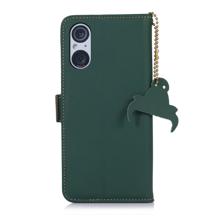 For Sony Xperia 5 V Genuine Leather Magnetic RFID Leather Phone Case(Green) - Sony Cases by PMC TechLife | Online Shopping South Africa | PMC TechLife | Buy Now Pay Later Mobicred