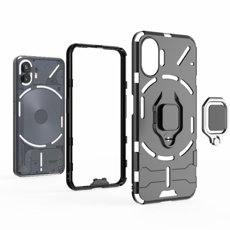 For Nothing Phone 2 Shockproof PC + TPU Holder Phone Case(Black) - Nothing Cases by PMC TechLife | Online Shopping South Africa | PMC TechLife | Buy Now Pay Later Mobicred