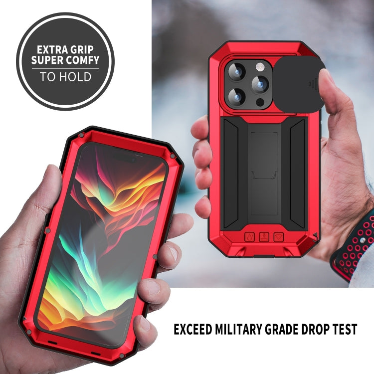 For iPhone 15 Pro R-JUST Sliding Camera Life Waterproof Holder Phone Case(Red) - iPhone 15 Pro Cases by R-JUST | Online Shopping South Africa | PMC Jewellery