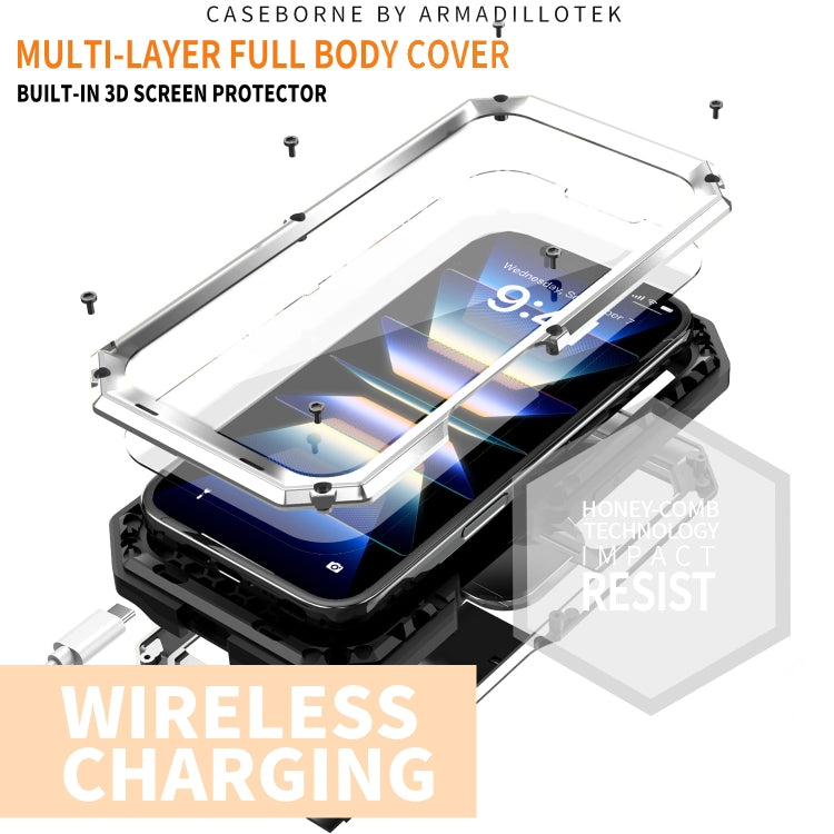 For iPhone 16 R-JUST Sliding Camera IP54 Life Waterproof Holder Phone Case(Silver) - iPhone 16 Cases by R-JUST | Online Shopping South Africa | PMC Jewellery | Buy Now Pay Later Mobicred