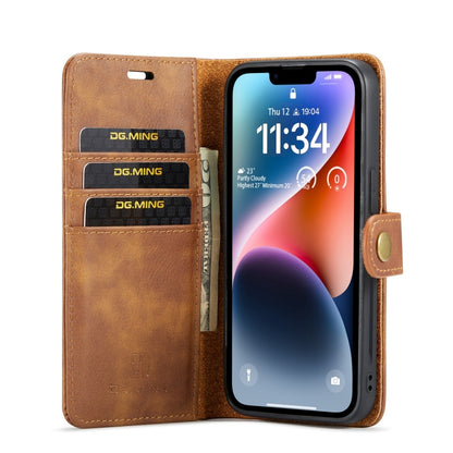 For iPhone 15 DG.MING Crazy Horse Texture Detachable Magnetic Leather Phone Case(Brown) - iPhone 15 Cases by DG.MING | Online Shopping South Africa | PMC Jewellery | Buy Now Pay Later Mobicred