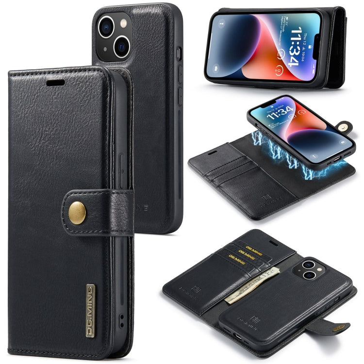 For iPhone 15 Plus DG.MING Crazy Horse Texture Detachable Magnetic Leather Phone Case(Black) - iPhone 15 Plus Cases by DG.MING | Online Shopping South Africa | PMC Jewellery | Buy Now Pay Later Mobicred