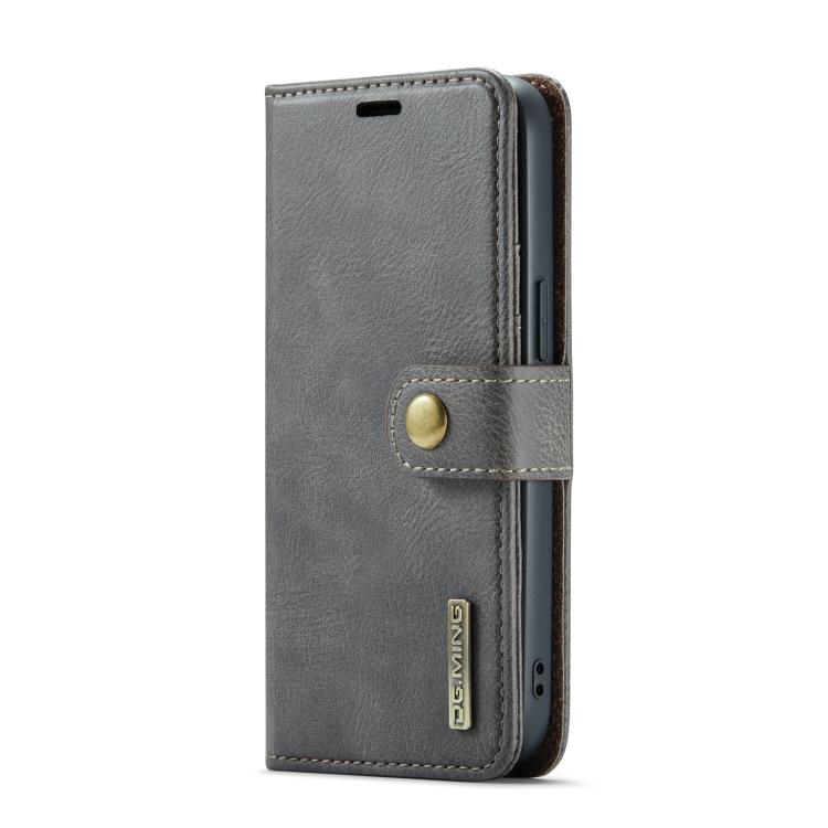For iPhone 16e DG.MING Crazy Horse Texture Detachable Magnetic Leather Phone Case(Grey) - free shipping - PMc TechLife - Order now!