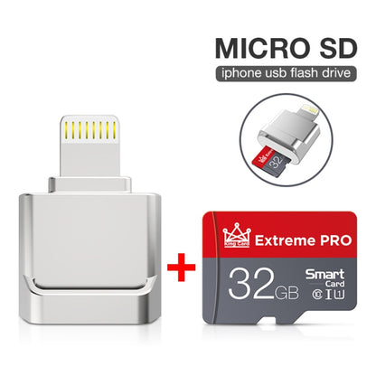 MicroDrive 8pin To TF Card Adapter Mini iPhone & iPad TF Card Reader, Capacity:64GB(Silver) -  by MICRODRIVE | Online Shopping South Africa | PMC Jewellery | Buy Now Pay Later Mobicred