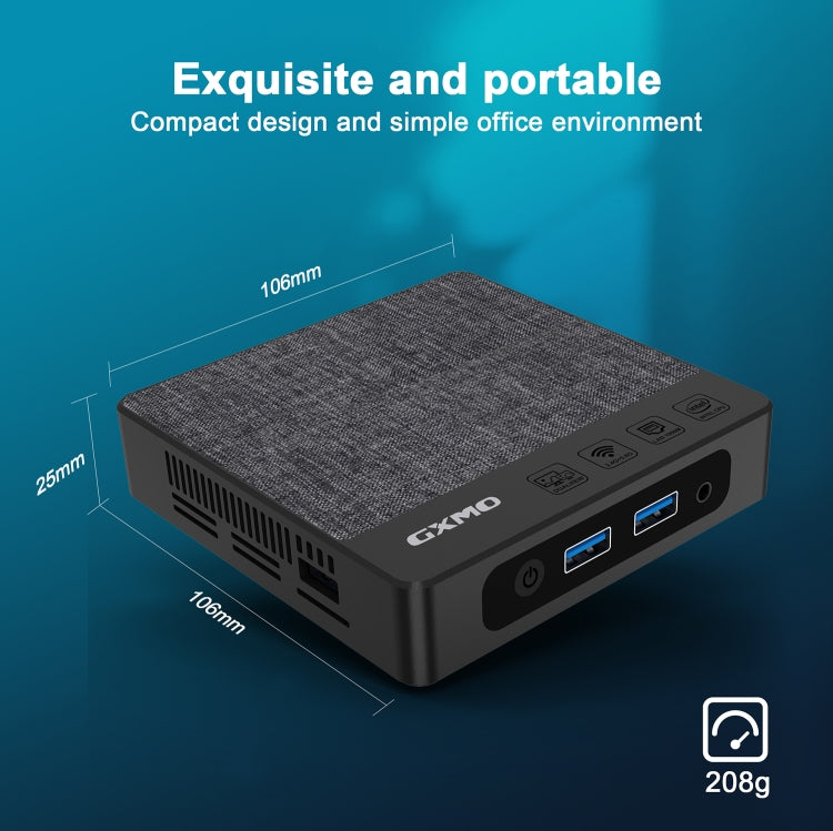 GXMO N42 Windows 11 Intel Gemini Lake N4000 Mini PC NVME SSD WiFi Mini Desktop Computer, Specification:6GB+64GB(Black) - Windows Mini PCs by GXMO | Online Shopping South Africa | PMC Jewellery | Buy Now Pay Later Mobicred