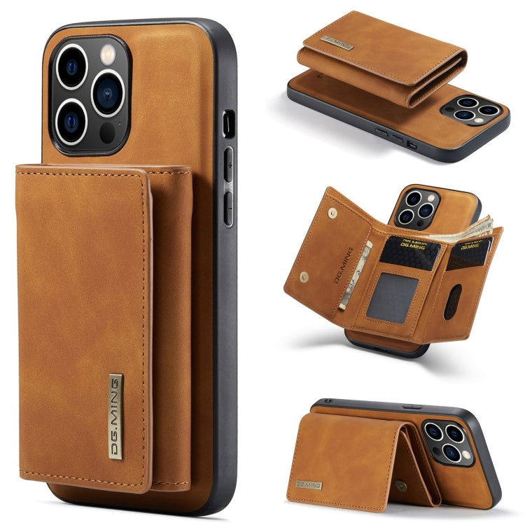 For iPhone 15 Pro Max DG.MING M1 Series 3-Fold Multi Card Wallet Leather Phone Case(Brown) - iPhone 15 Pro Max Cases by DG.MING | Online Shopping South Africa | PMC Jewellery | Buy Now Pay Later Mobicred