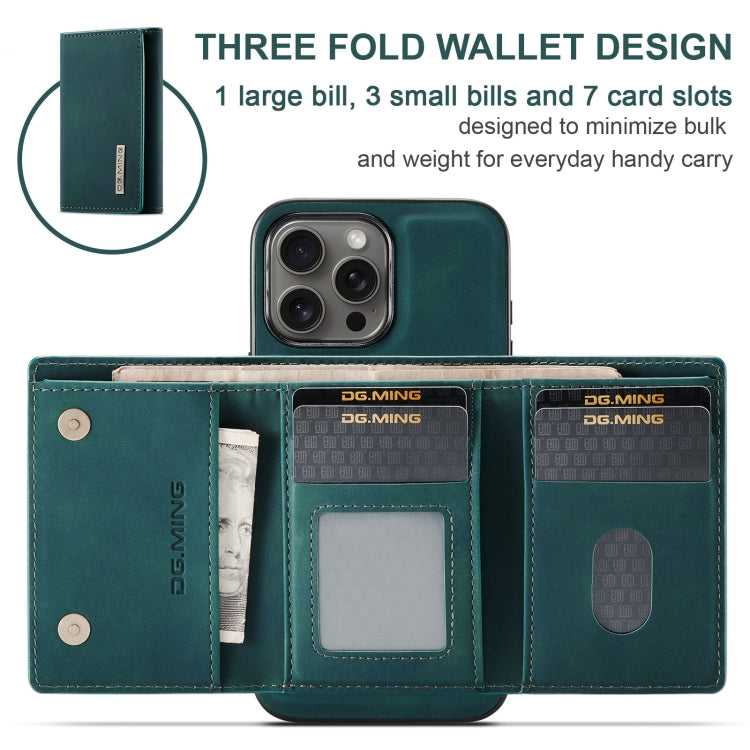 For iPhone 16 Pro Max DG.MING M1 Series 3-Fold Multi Card Wallet Leather Phone Case(Green) - iPhone 16 Pro Max Cases by DG.MING | Online Shopping South Africa | PMC Jewellery | Buy Now Pay Later Mobicred