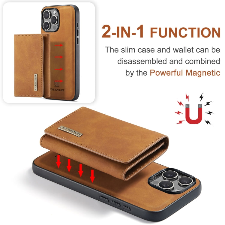For iPhone 16 Pro DG.MING M1 Series 3-Fold Multi Card Wallet Leather Phone Case(Brown) - free shipping - PMC Jewellery - Order now!