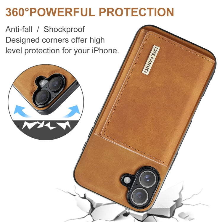 For iPhone 16 Plus DG.MING M1 Series 3-Fold Multi Card Wallet Leather Phone Case(Brown) - iPhone 16 Plus Cases by DG.MING | Online Shopping South Africa | PMC Jewellery | Buy Now Pay Later Mobicred