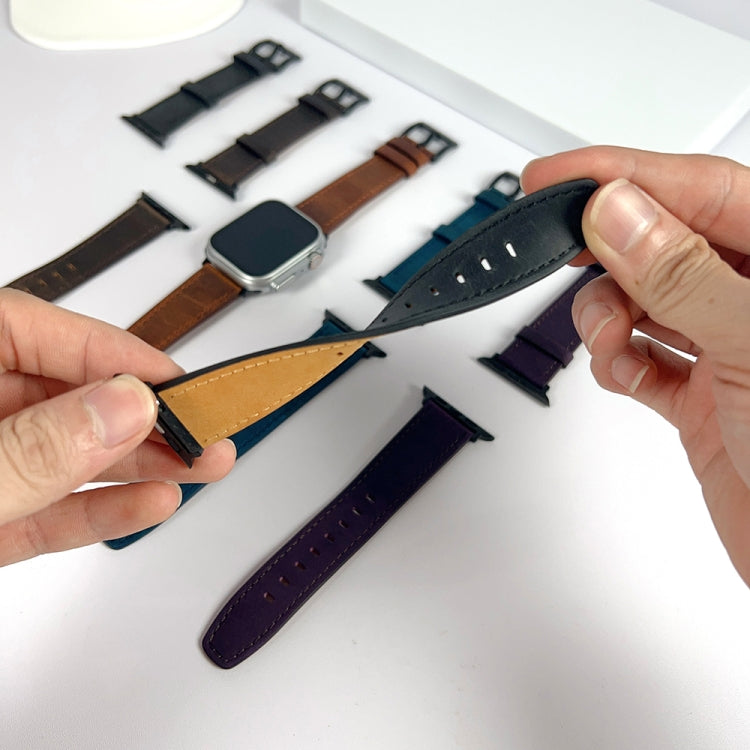 For Apple Watch Ultra 2 49mm Retro Texture Leather Watch Band(Black) - Watch Bands by PMC TechLife | Online Shopping South Africa | PMC TechLife | Buy Now Pay Later Mobicred