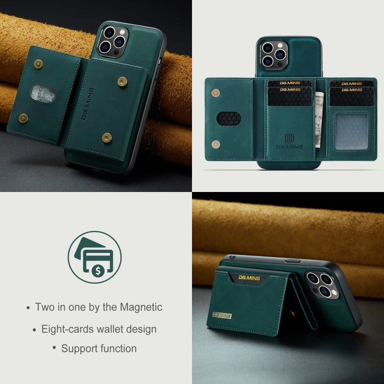 For iPhone 15 Pro DG.MING M2 Series 3-Fold Card Bag Wallet Leather Phone Case(Green) - iPhone 15 Pro Cases by DG.MING | Online Shopping South Africa | PMC Jewellery | Buy Now Pay Later Mobicred