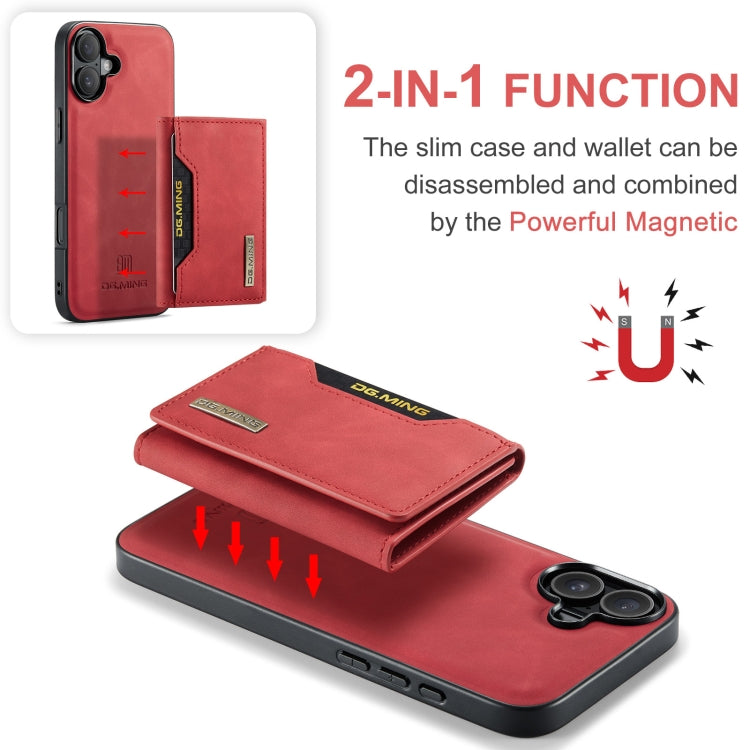 For iPhone 16 Plus DG.MING M2 Series 3-Fold Card Bag Wallet Leather Phone Case(Red) - iPhone 16 Plus Cases by DG.MING | Online Shopping South Africa | PMC Jewellery | Buy Now Pay Later Mobicred