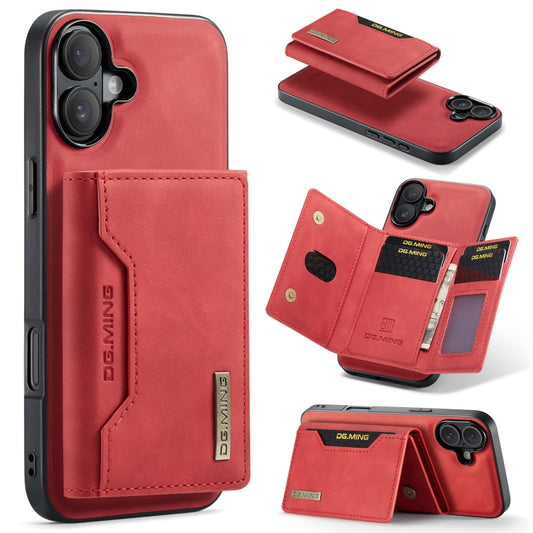 For iPhone 16 DG.MING M2 Series 3-Fold Card Bag Wallet Leather Phone Case(Red) - iPhone 16 Cases by DG.MING | Online Shopping South Africa | PMC Jewellery | Buy Now Pay Later Mobicred