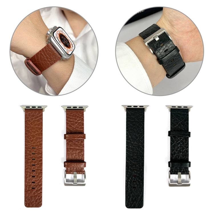 For Apple Watch Ultra 2 49mm Buffalo Leather Watch Band(Brown) - Watch Bands by PMC TechLife | Online Shopping South Africa | PMC TechLife | Buy Now Pay Later Mobicred