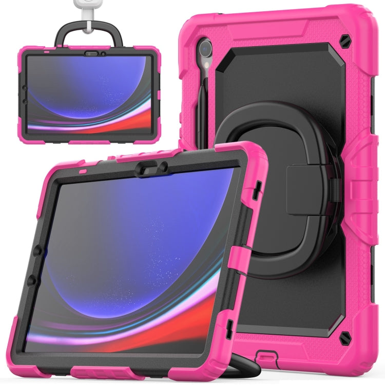 For Samsung Galaxy Tab S9 D Type Silicone Hybrid PC Tablet Case with Handle Holder(Rose Red) - Galaxy Tab S9 Cases by PMC Jewellery | Online Shopping South Africa | PMC Jewellery | Buy Now Pay Later Mobicred