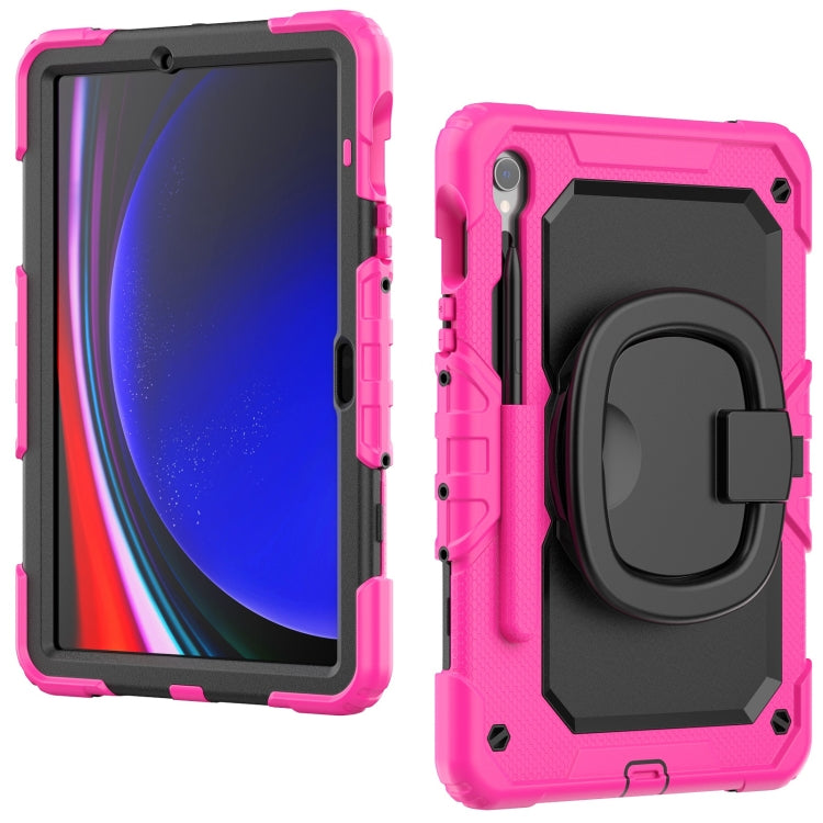 For Samsung Galaxy Tab S9 D Type Silicone Hybrid PC Tablet Case with Handle Holder(Rose Red) - Galaxy Tab S9 Cases by PMC Jewellery | Online Shopping South Africa | PMC Jewellery | Buy Now Pay Later Mobicred