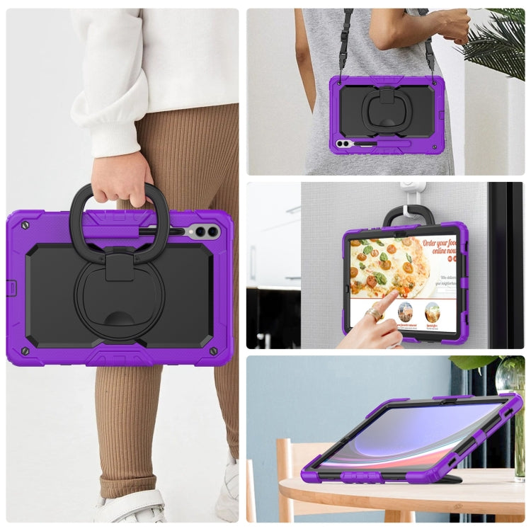 For Samsung Galaxy Tab S9+ / S10+ D Type Silicone Hybrid PC Tablet Case with Handle Holder(Purple) - Galaxy Tab S9+ Cases by PMC Jewellery | Online Shopping South Africa | PMC Jewellery | Buy Now Pay Later Mobicred