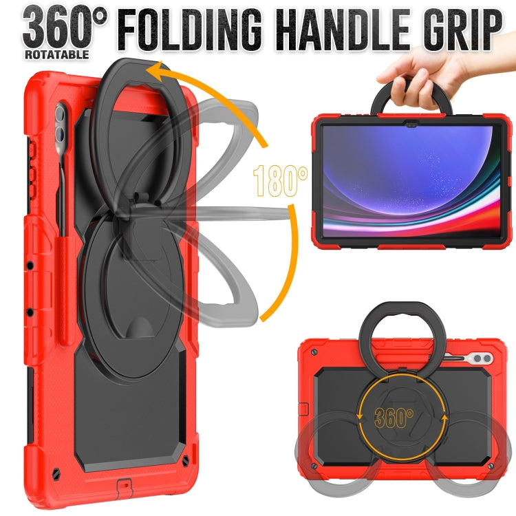 For Samsung Galaxy Tab S10 Ultra D Type Silicone Hybrid PC Tablet Case with Handle Holder(Red) - Galaxy Tab S9 Ultra Cases by PMC Jewellery | Online Shopping South Africa | PMC Jewellery | Buy Now Pay Later Mobicred