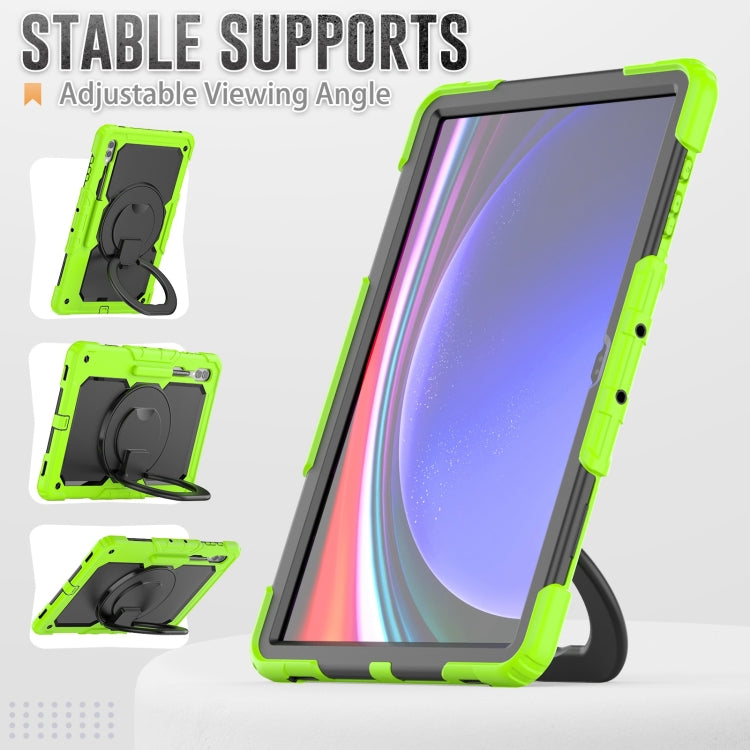 For Samsung Galaxy Tab S10 Ultra D Type Silicone Hybrid PC Tablet Case with Handle Holder(Yellow Green) - Galaxy Tab S9 Ultra Cases by PMC Jewellery | Online Shopping South Africa | PMC Jewellery | Buy Now Pay Later Mobicred