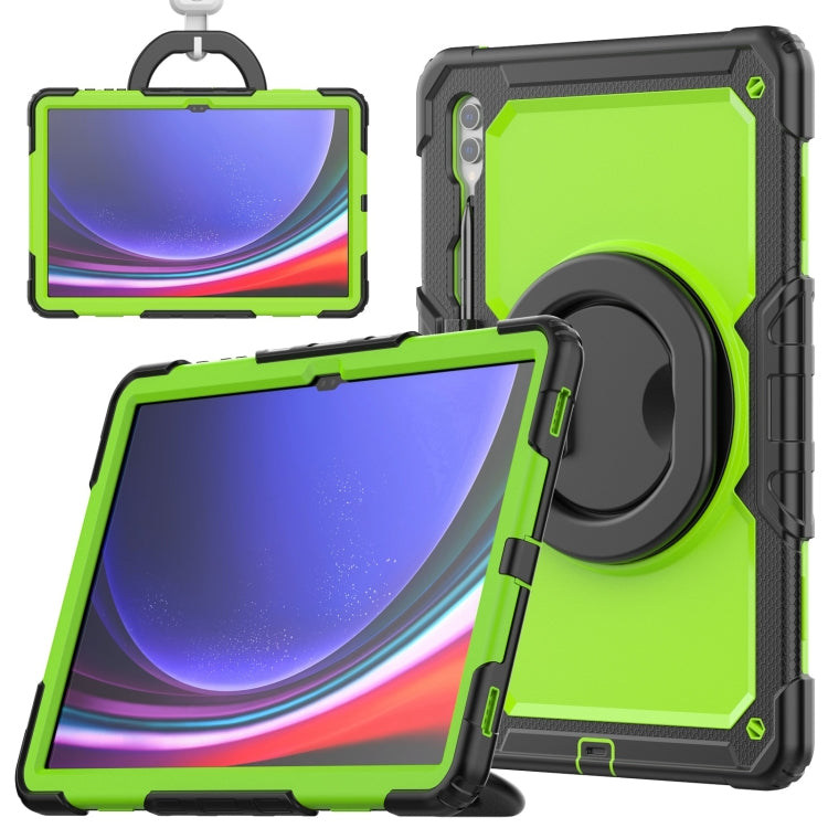 For Samsung Galaxy Tab S10 Ultra D Type Silicone Hybrid PC Tablet Case with Handle Holder(Yellow Green PC) - Galaxy Tab S9 Ultra Cases by PMC Jewellery | Online Shopping South Africa | PMC Jewellery | Buy Now Pay Later Mobicred