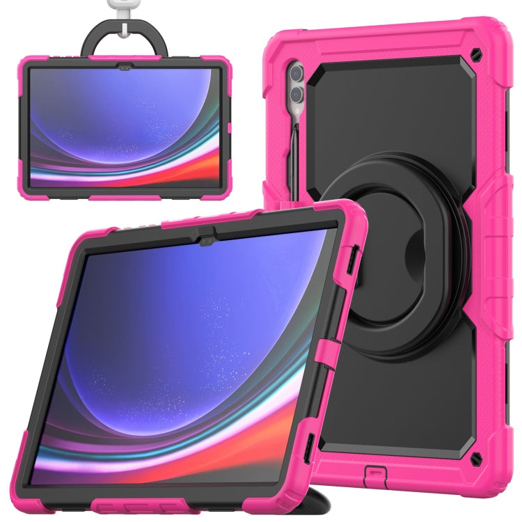 For Samsung Galaxy Tab S10 Ultra D Type Silicone Hybrid PC Tablet Case with Handle Holder(Rose Red) - Galaxy Tab S9 Ultra Cases by PMC Jewellery | Online Shopping South Africa | PMC Jewellery | Buy Now Pay Later Mobicred