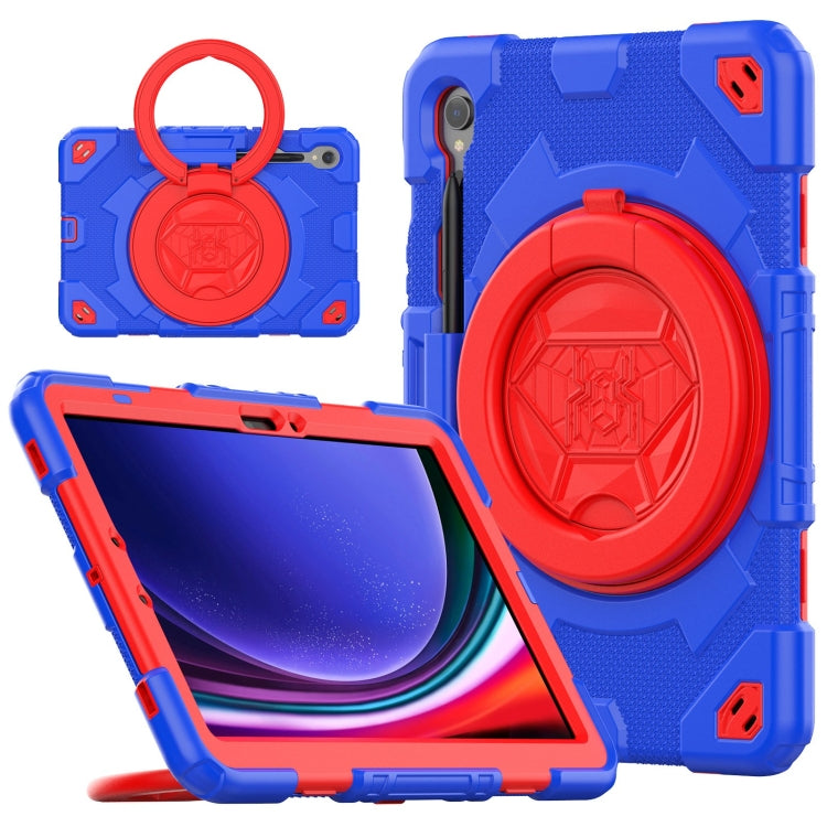 For Samsung Galaxy Tab S9 Spider Rotation Handle Silicone Hybrid PC Tablet Case(Red Blue) - Galaxy Tab S9 Cases by PMC Jewellery | Online Shopping South Africa | PMC Jewellery | Buy Now Pay Later Mobicred