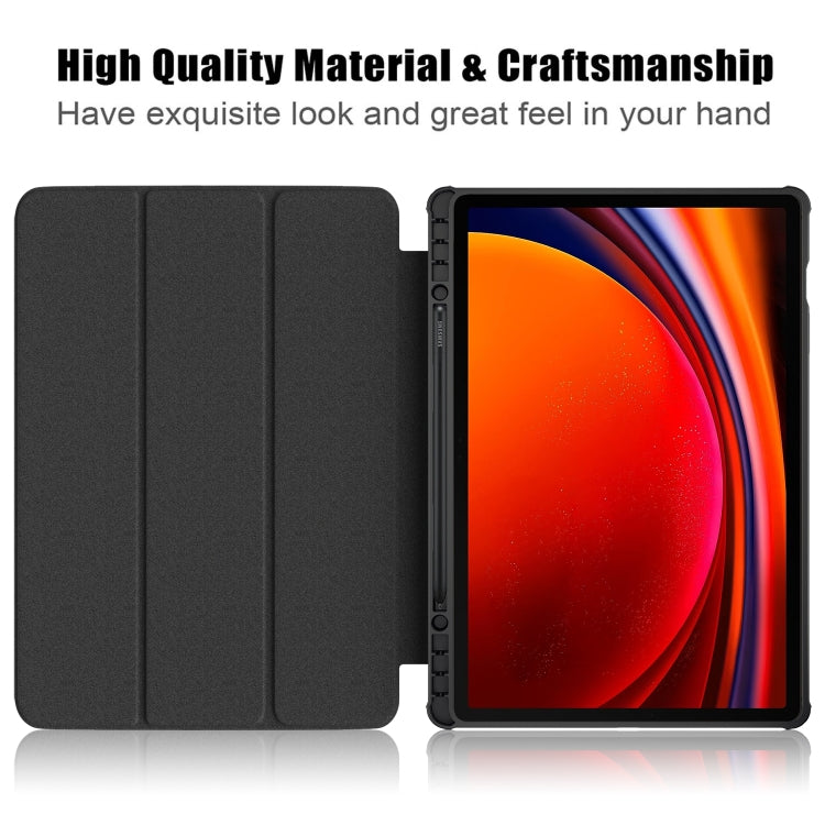 For Samsung Galaxy Tab S9+ Acrylic 3-folding Smart Leather Tablet Case(Black) - Galaxy Tab S9+ Cases by PMC TechLife | Online Shopping South Africa | PMC TechLife