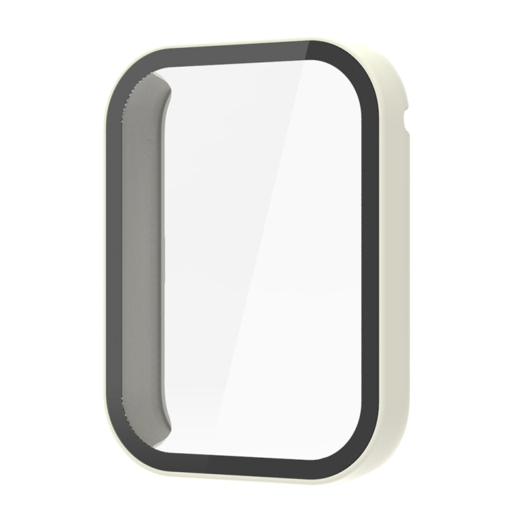 For Xiaomi Mi Band 8 Pro PC + Tempered Film Integrated Watch Protective Case(Ivory White) - Watch Cases by PMC TechLife | Online Shopping South Africa | PMC TechLife | Buy Now Pay Later Mobicred