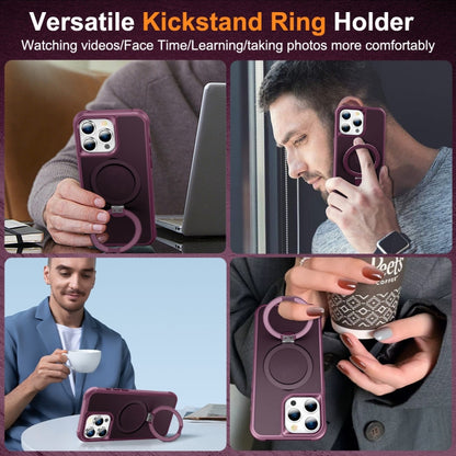 For iPhone 15 Pro MagSafe Magnetic Holder Phone Case(Wine Red) - iPhone 15 Pro Cases by PMC Jewellery | Online Shopping South Africa | PMC Jewellery