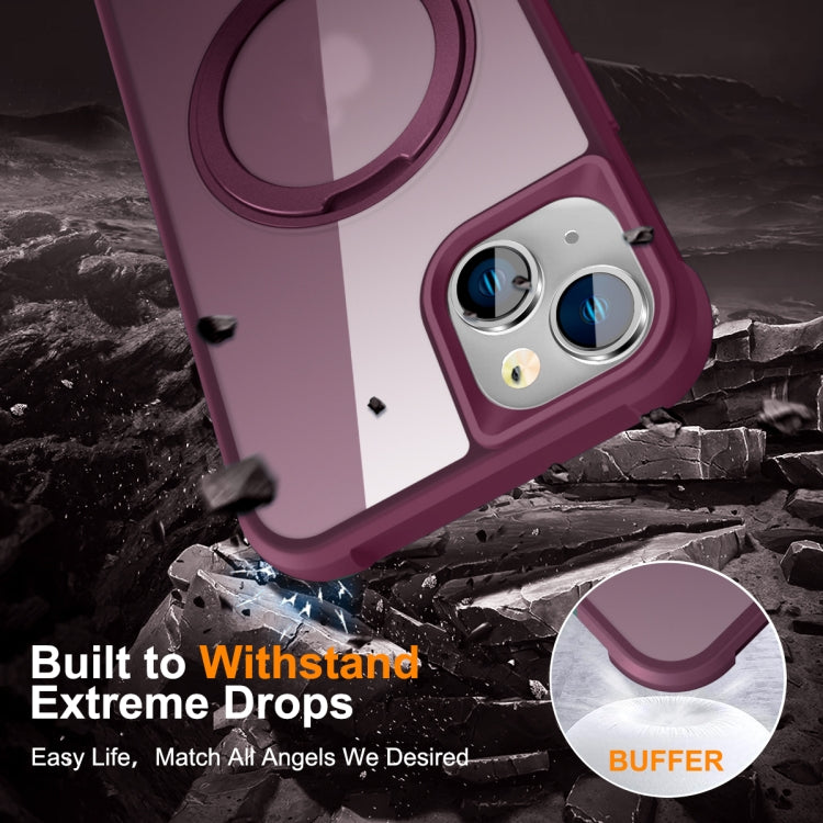For iPhone 14 Plus MagSafe Magnetic Rotating Holder Phone Case(Wine Red) - iPhone 14 Plus Cases by PMC TechLife | Online Shopping South Africa | PMC TechLife