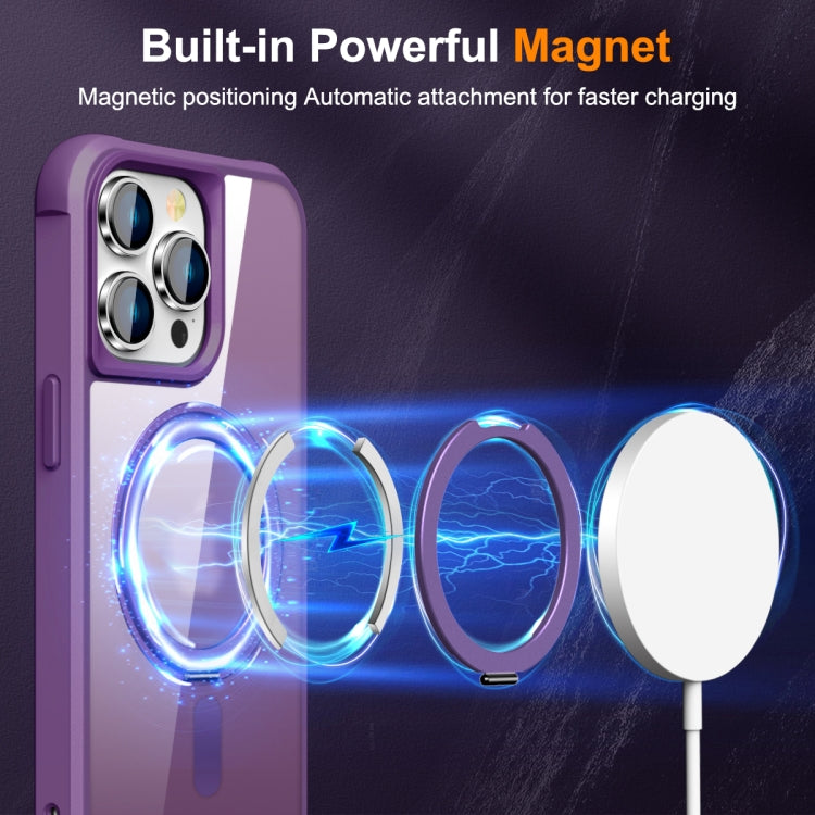 For iPhone 14 Pro Max MagSafe Magnetic Rotating Holder Phone Case(Purple) - iPhone 14 Pro Max Cases by PMC TechLife | Online Shopping South Africa | PMC TechLife