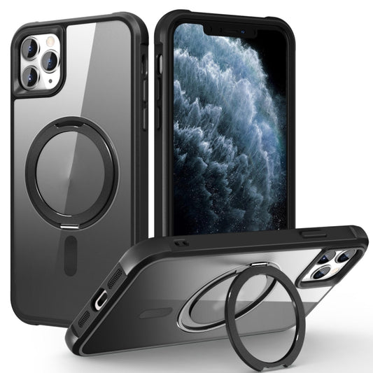 For iPhone 11 Pro Max MagSafe Magnetic Rotating Holder Phone Case(Black) - iPhone 11 Pro Max Cases by PMC Jewellery | Online Shopping South Africa | PMC Jewellery