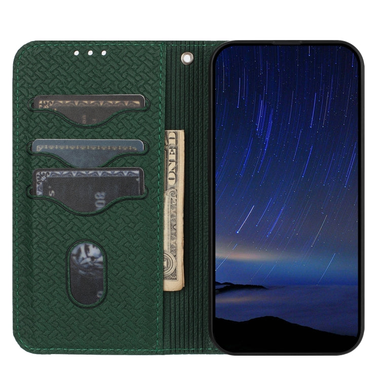 For iPhone 16 Woven Texture Stitching Magnetic Leather Phone Case(Green) - iPhone 16 Cases by PMC Jewellery | Online Shopping South Africa | PMC Jewellery | Buy Now Pay Later Mobicred