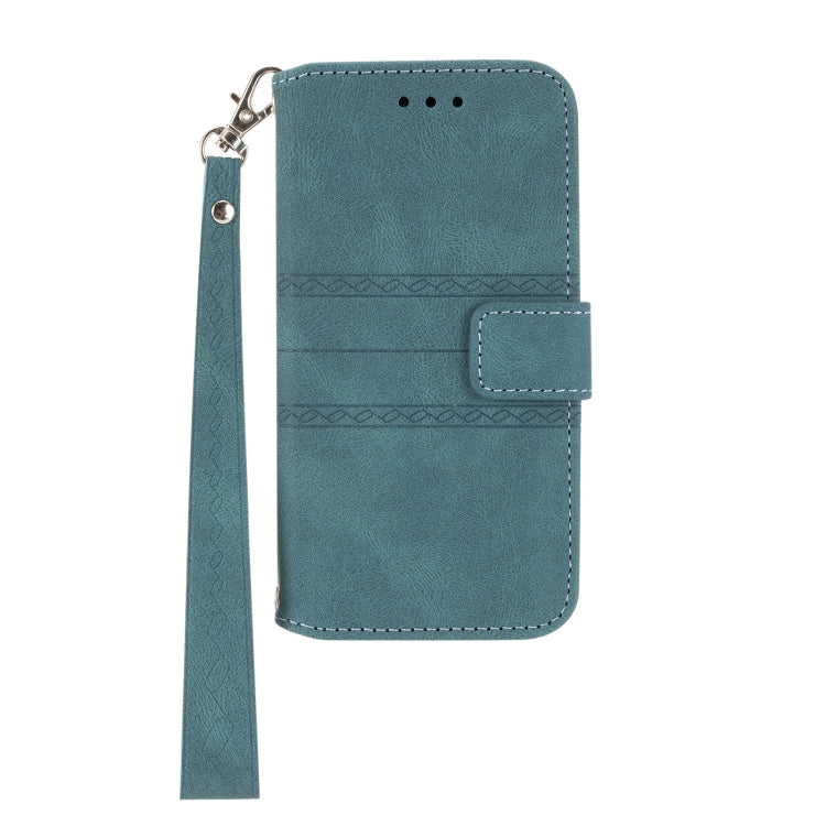 For iPhone SE 2024 Embossed Stripes Skin Feel Leather Phone Case(Dark Green) - More iPhone Cases by PMC Jewellery | Online Shopping South Africa | PMC Jewellery | Buy Now Pay Later Mobicred
