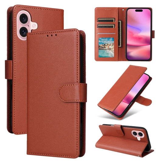 For iPhone 16 Plus Multifunctional Horizontal Flip Leather Phone Case with Three Card Slots(Brown) - iPhone 16 Plus Cases by PMC Jewellery | Online Shopping South Africa | PMC Jewellery | Buy Now Pay Later Mobicred