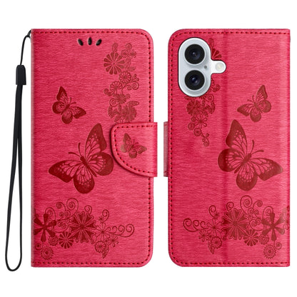 For iPhone 16 Plus Butterfly Embossed Flip Leather Phone Case(Red) - iPhone 16 Plus Cases by PMC Jewellery | Online Shopping South Africa | PMC Jewellery | Buy Now Pay Later Mobicred