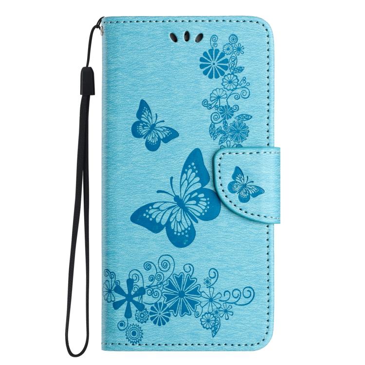 For iPhone 16e Butterfly Embossed Flip Leather Phone Case(Blue) - iPhone 16e Cases by PMC TechLife | Online Shopping South Africa | PMC TechLife | Buy Now Pay Later Mobicred