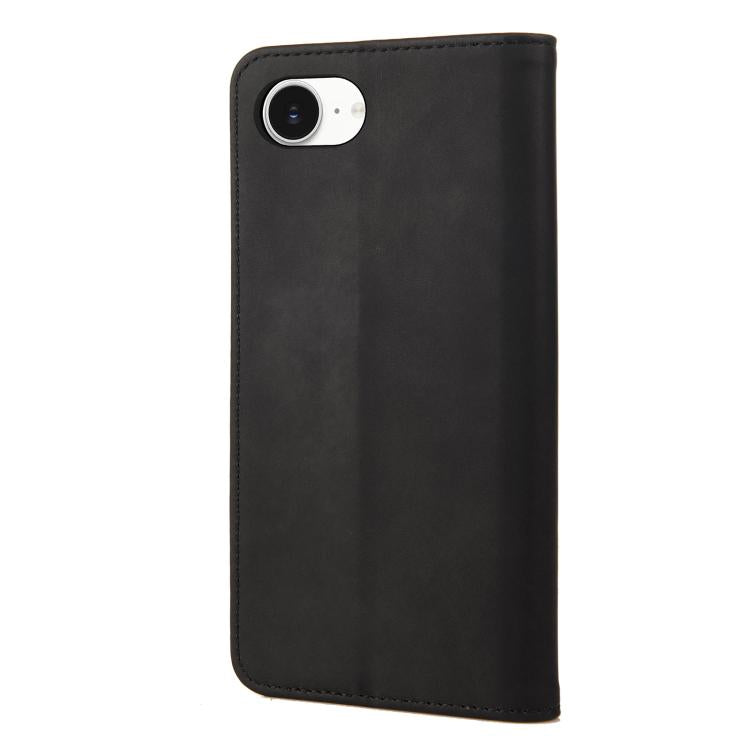 For iPhone 16e Skin Feel Splicing Leather Phone Case(Black) - iPhone 16e Cases by PMC TechLife | Online Shopping South Africa | PMC TechLife | Buy Now Pay Later Mobicred