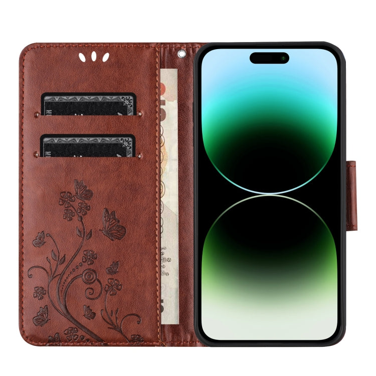 For iPhone 16 Pro Max Butterfly Flower Pattern Flip Leather Phone Case(Brown) - iPhone 16 Pro Max Cases by PMC Jewellery | Online Shopping South Africa | PMC Jewellery | Buy Now Pay Later Mobicred