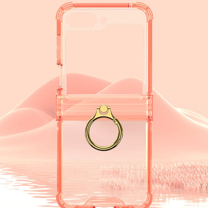 For Samsung Galaxy Z Flip6 Gkk Airbag Hinge Silicone Phone Case with Ring Holder(Transparent Orange) - Galaxy Z Flip6 5G Cases by GKK | Online Shopping South Africa | PMC Jewellery | Buy Now Pay Later Mobicred