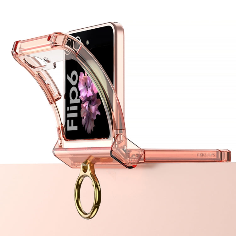 For Samsung Galaxy Z Flip6 Gkk Airbag Hinge Silicone Phone Case with Ring Holder(Transparent) - Galaxy Z Flip6 5G Cases by GKK | Online Shopping South Africa | PMC Jewellery | Buy Now Pay Later Mobicred