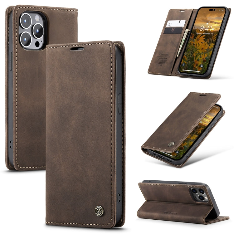 For iPhone 15 Pro CaseMe 013 Multifunctional Horizontal Flip Leather Phone Case(Coffee) - iPhone 15 Pro Cases by CaseMe | Online Shopping South Africa | PMC Jewellery | Buy Now Pay Later Mobicred