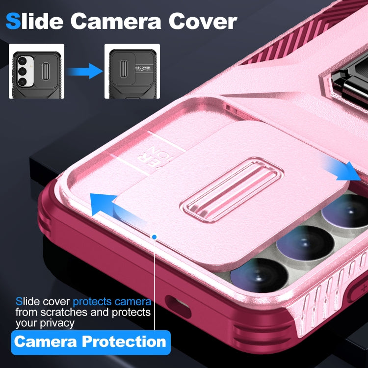 For Samsung Galaxy S24+ 5G / S25+ 5G Sliding Camshield Holder Phone Case(Pink + Rose Red) - Galaxy S24+ 5G Cases by PMC Jewellery | Online Shopping South Africa | PMC Jewellery | Buy Now Pay Later Mobicred