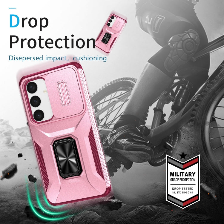 For Samsung Galaxy S24+ 5G / S25+ 5G Sliding Camshield Holder Phone Case(Pink + Rose Red) - Galaxy S24+ 5G Cases by PMC Jewellery | Online Shopping South Africa | PMC Jewellery | Buy Now Pay Later Mobicred