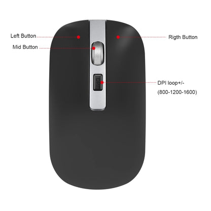 HXSJ M50 2.4GHZ 800,1200,1600dpi Three Gear Adjustment Dual-mode Wireless Mouse USB + Bluetooth 5.1 Rechargeable(Black) - Wireless Mice by HXSJ | Online Shopping South Africa | PMC Jewellery | Buy Now Pay Later Mobicred