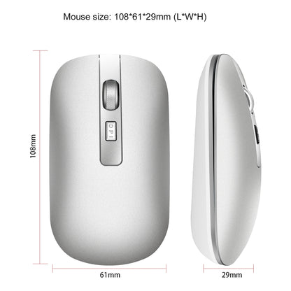 HXSJ M50 2.4GHZ 800,1200,1600dpi Three Gear Adjustment Dual-mode Wireless Mouse USB + Bluetooth 5.1 Rechargeable(Silver) - Wireless Mice by HXSJ | Online Shopping South Africa | PMC Jewellery | Buy Now Pay Later Mobicred