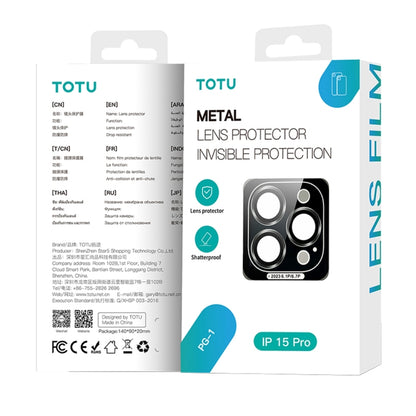 For iPhone 15 Pro Max TOTU PG-1 Golden Shield Series Metal Frame Lens Protector(Blue) - Lens & Accessories by TOTUDESIGN | Online Shopping South Africa | PMC Jewellery | Buy Now Pay Later Mobicred